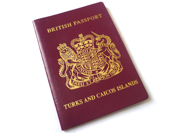 The front cover of a Turks and Caicos passport