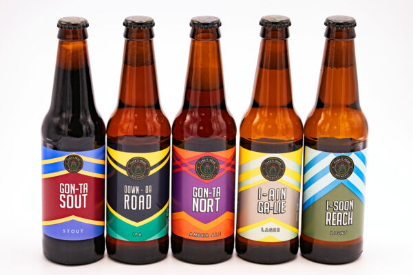 Bottles of Turk's Head beer lined up. 