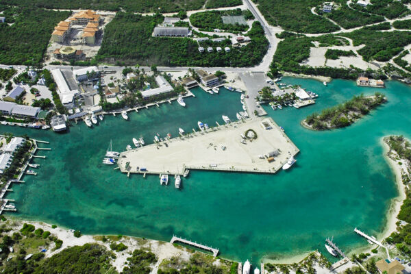 Aerial view of Turtle Cove Marina in the Turks and Caicos