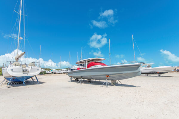 Boat storage yard in the Turks and Caicos