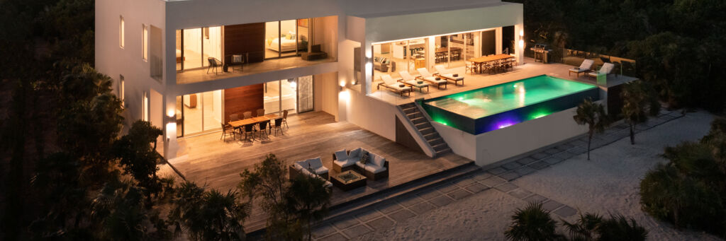 Turks and Caicos luxury villa at night
