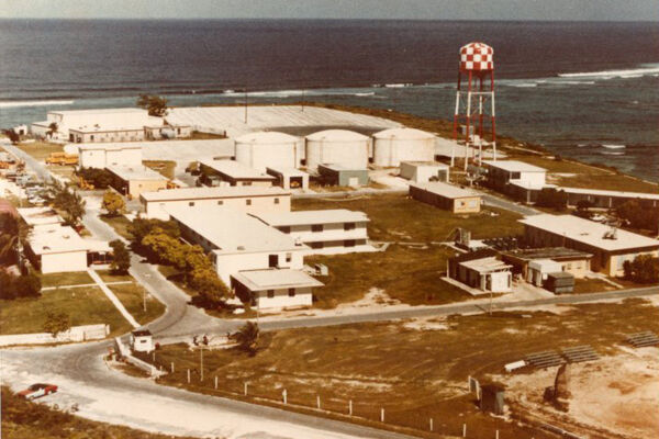 Vintage aerial photo of the U.S. Navy NAVFAC 104 base on Grand Turk in the Turks and Caicos