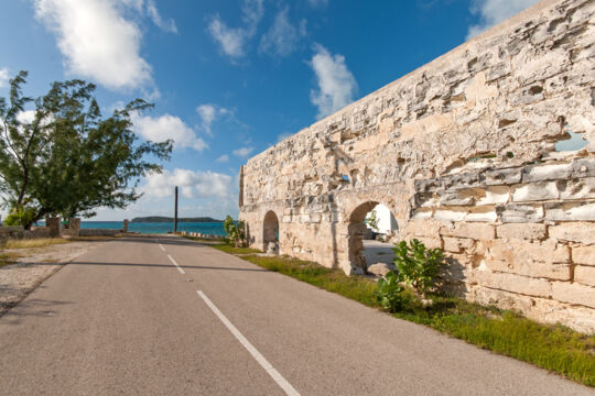 Ruins of old stone warehouse on South Caicos