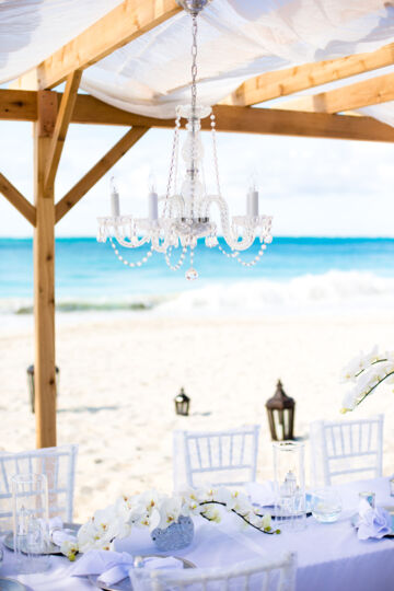 Wedding decor on Grace Bay Beach in the Turks and Caicos