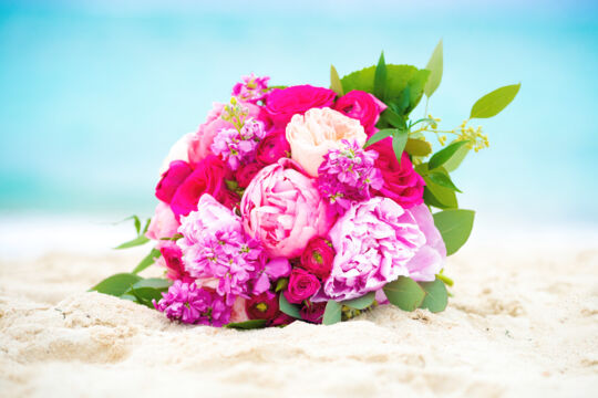 Wedding bouquet on the beach