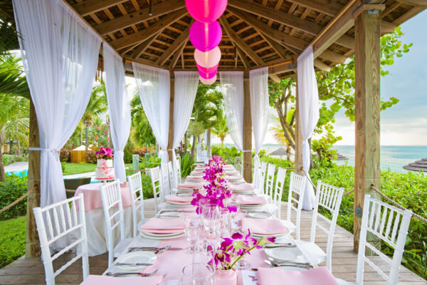 Beachfront wedding dinner in the Turks and Caicos