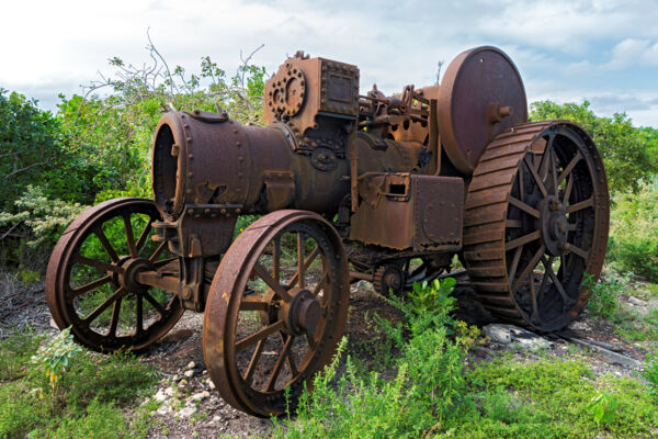 The old steam engine at Yankee Town on West Caicos