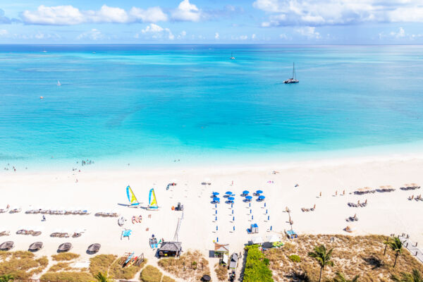 Aerial view of Grace Bay Beach.