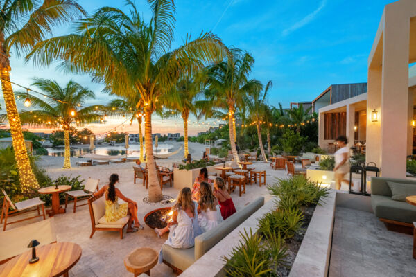 Sunset at an upscale beach bar in Turks and Caicos.