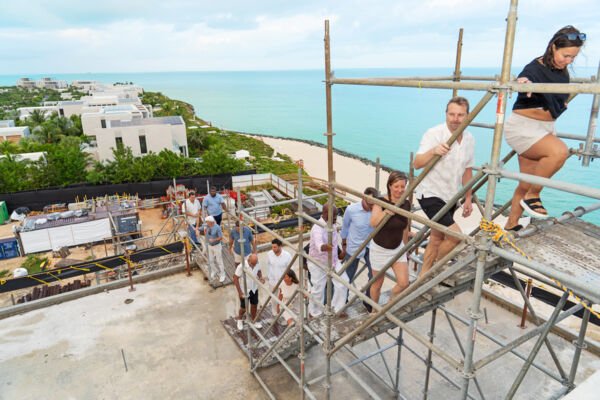 People at the construction site of a luxury resort development in Turks and Caicos.