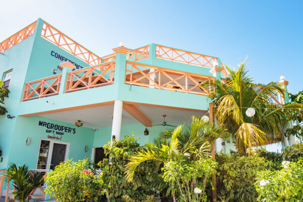 Caribbean restaurant exterior. 