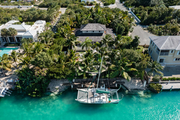 Aerial view of Acajou Villa and Leeward Canal