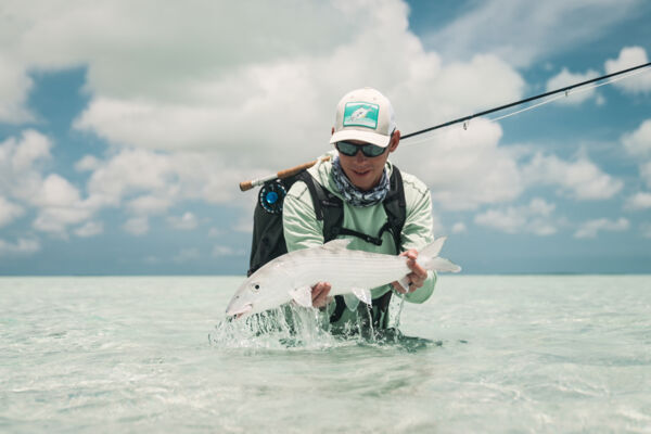 Angler with large bonefish.