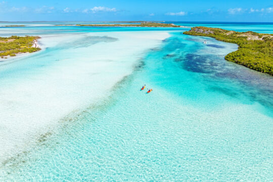 Kayaking in turquoise tidal channels.