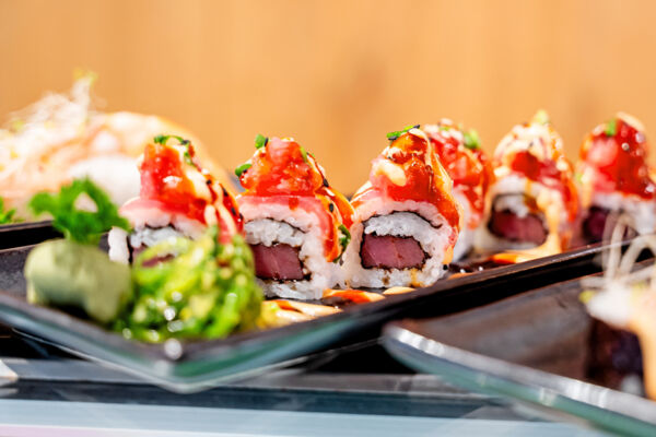 Colorful tuna sushi roll