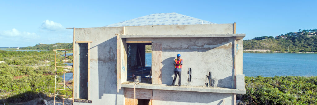 Aerial photo of villa under construction at Turtle Tail on Providenciales