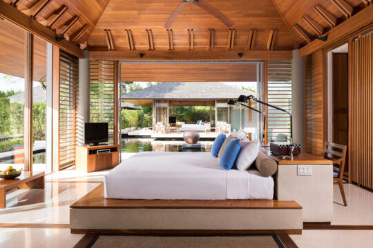 Bedroom at the luxury Amanyara resort