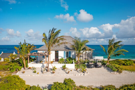 Exterior of a waterfront villa on Ambergris Cay