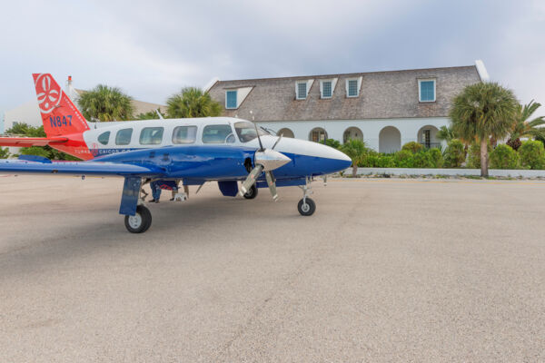 Piper Navajo at the Harold Charles International Airport on Ambergris  Cay