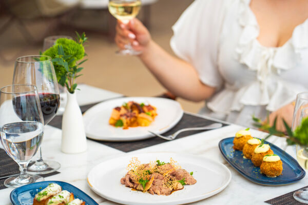 Tapas dishes on a restaurant table
