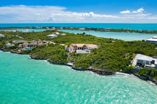 Aerial view of Chalk Sound and the Caicos Banks