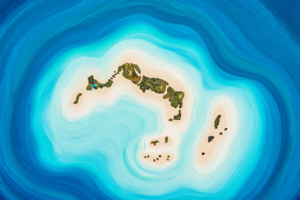 An abstract painting of the Turks and Caicos archipelago