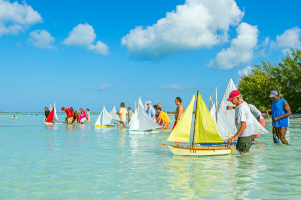 Model sailboats and racers at Bambarra Beach during the Valentine's Day Cup Race