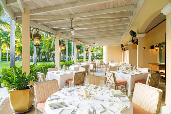 Dining tables at Barbetta House Restaurant in Grace Bay