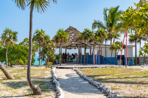 Beachfront cabana at Barracuda Beach Bar on North Caicos