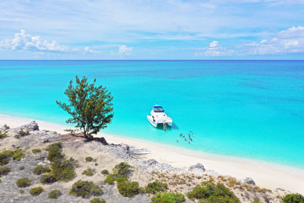 Yacht at Fort George Cay