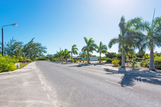 A quiet paved road in The Bight area of Providenciales