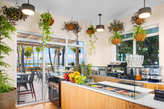 Interior of a juice and smoothie bar at a Turks and Caicos resort