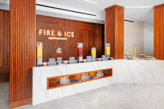 Indoor breakfast bar at a luxury all-inclusive resort