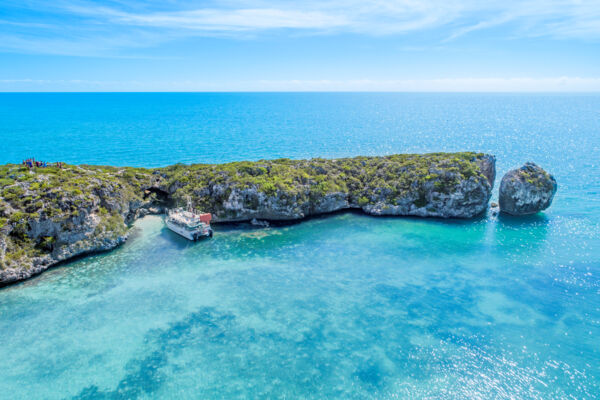 Boat at West Harbour Bluff in the Turks and Caicos