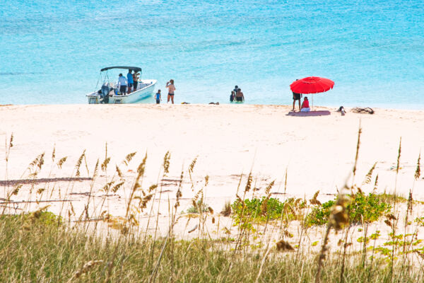 Visiting a secluded beach in the Turks and Caicos on a private boat excursion