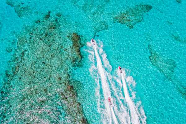 Jet skis at the barrier reef in the Turks and Caicos