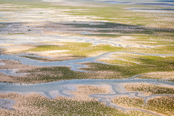 Aerial view of tidal creeks in the Turks and Caicos