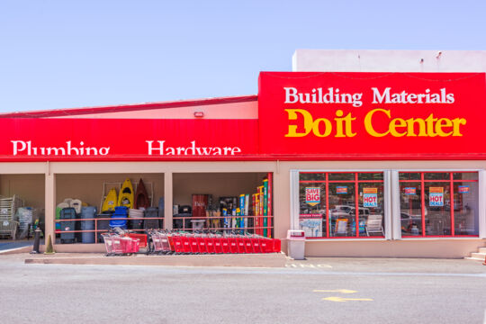 Exterior of a large hardware store
