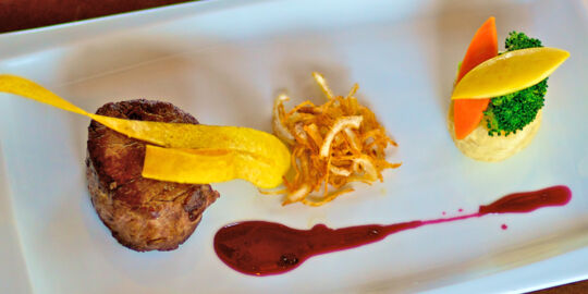 steak dinner created by a private chef in the Turks and Caicos