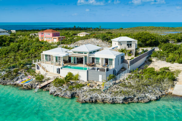 Aerial view of Caicos Cays Villa at Chalk Sound