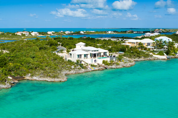 Aerial view of Caicos Cays Villa at Chalk Sound