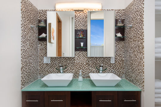 Bathroom in a villa with dual sinks