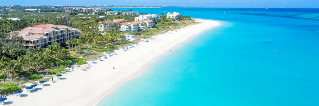 Aerial view over Grace Bay