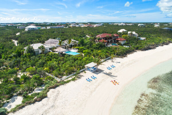 Aerial view of Castaway Villa in Thompson Cove