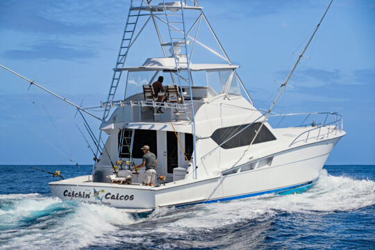 Large fishing yacht at sea in Turks and Caicos