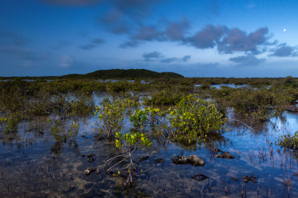 The western side of Chalk Sound National Park at night