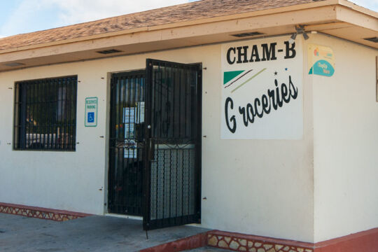 Exterior of a small grocery store on South Caicos