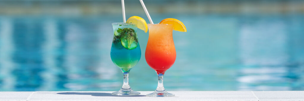 Cocktails by the pool in Turks and Caicos.