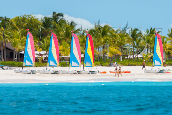 Hobie Cats and the turquoise water of Grace Bay at Club Med