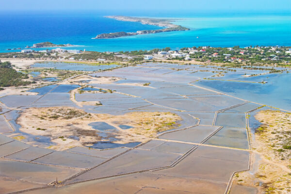 Aerial view of Cockburn Harbour on South Caicos